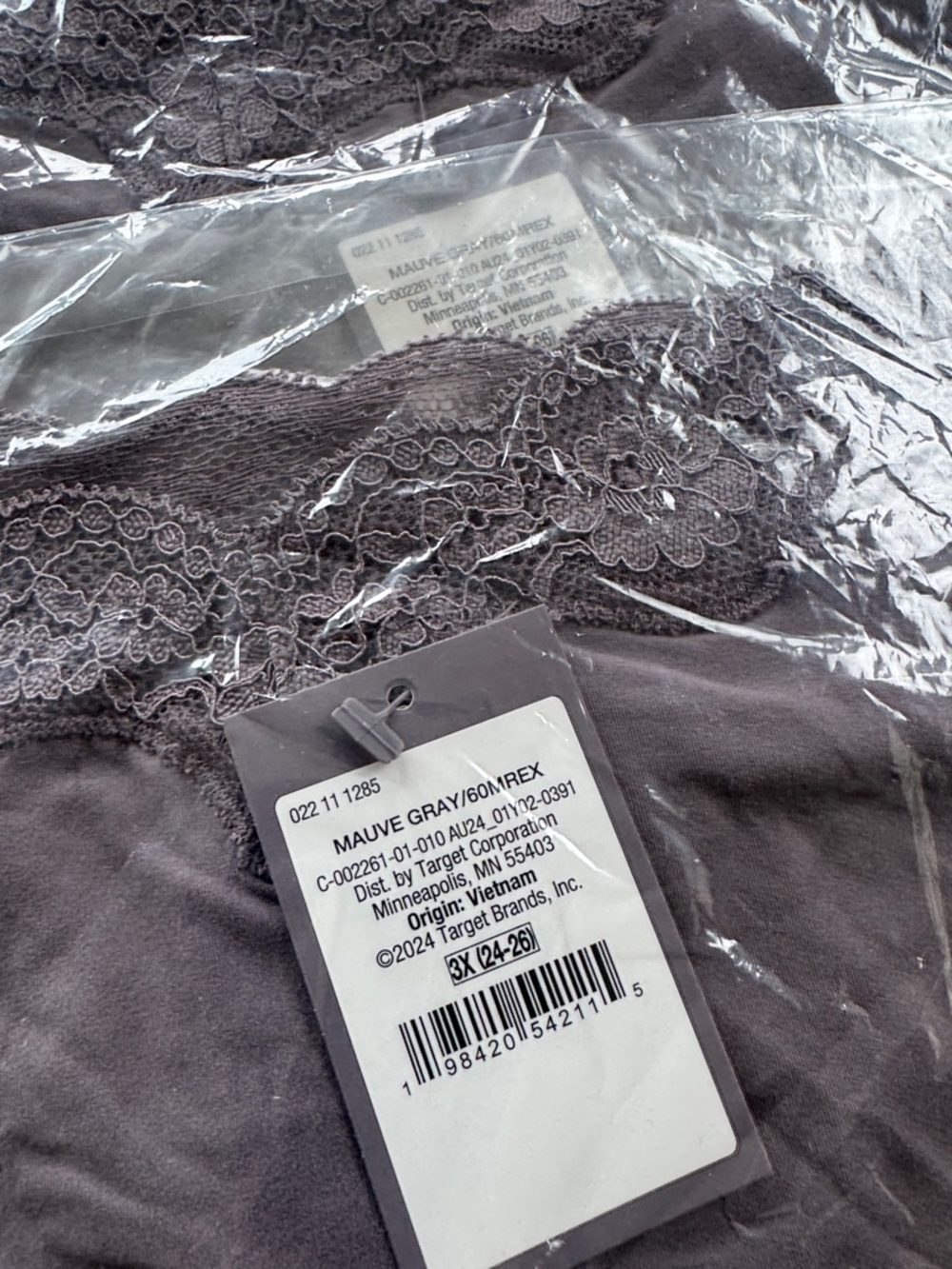 Auden Gray Lace Trim Thong Panties Women's - Picture 5 of 6
